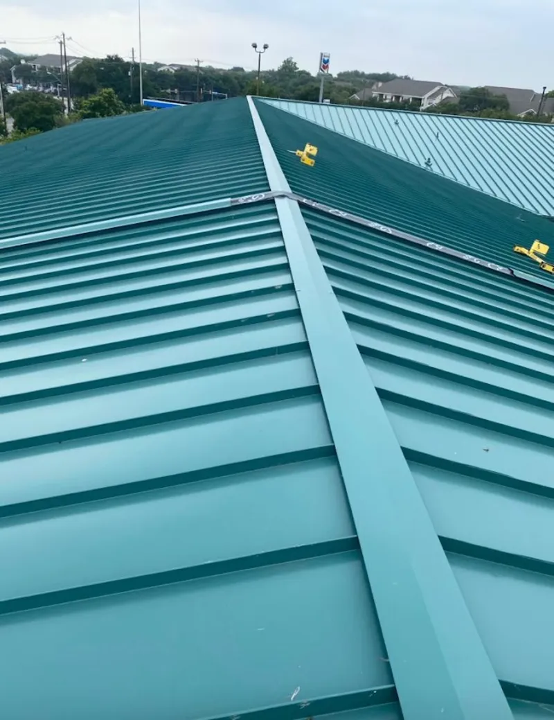 Green commercial metal roof ridge and valley for Metal Roof Repair in Tooele